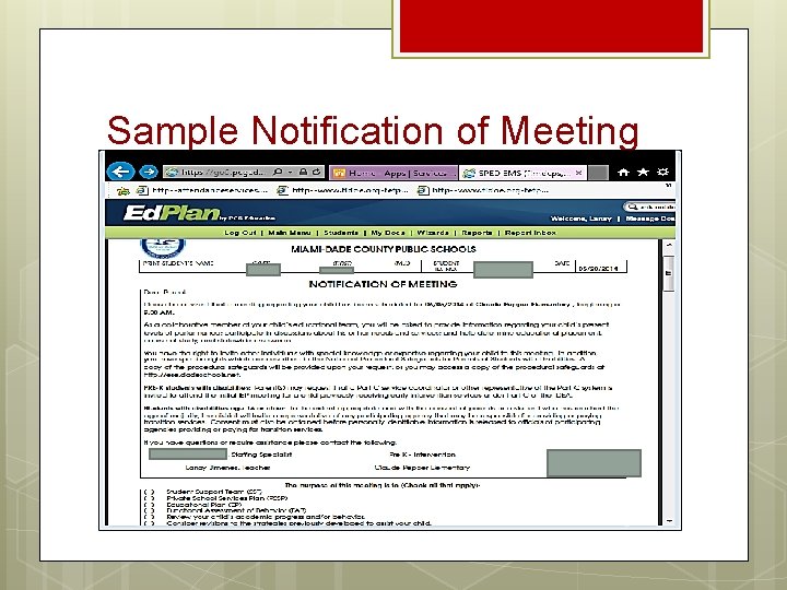 Sample Notification of Meeting 