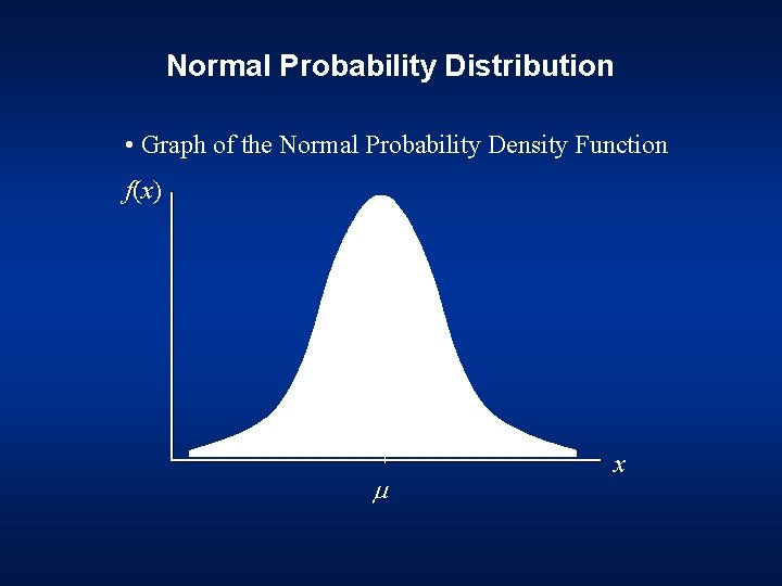 Normal Probability Distribution • Graph of the Normal Probability Density Function f (x )