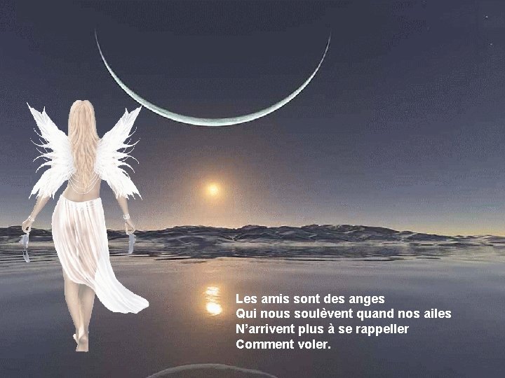 Les amis sont des anges Qui nous soulèvent quand nos ailes N’arrivent plus à