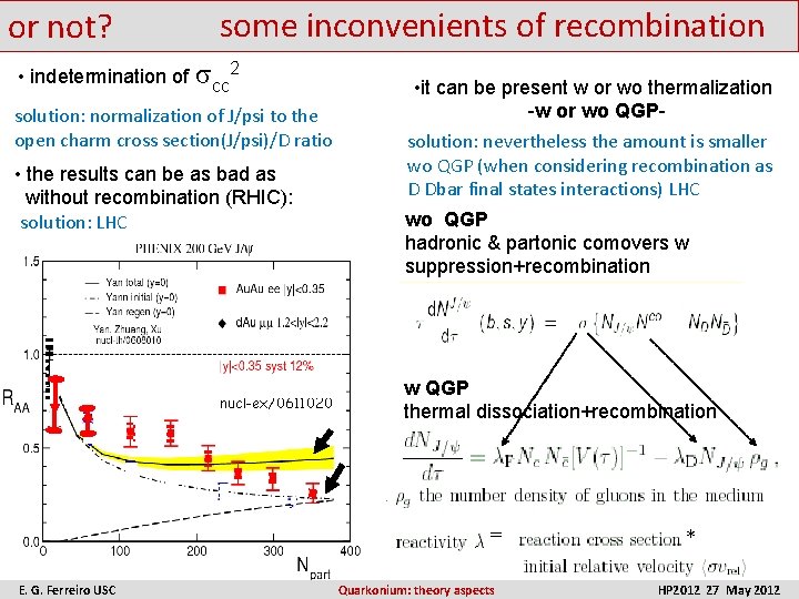 or not? some inconvenients of recombination • indetermination of scc 2 solution: normalization of