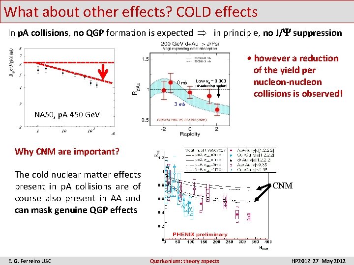 What about other effects? COLD effects In p. A collisions, no QGP formation is