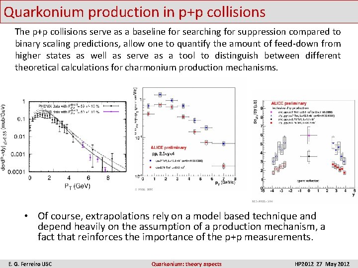 Quarkonium production in p+p collisions The p+p collisions serve as a baseline for searching