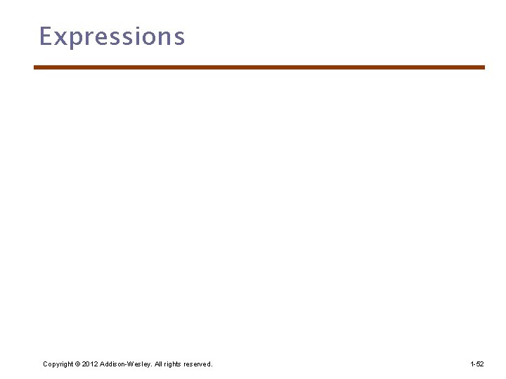 Expressions Copyright © 2012 Addison-Wesley. All rights reserved. 1 -52 