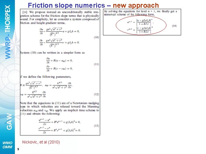 GAW WWRP- Friction slope numerics – new approach Nickovic, et al (2010) 9 