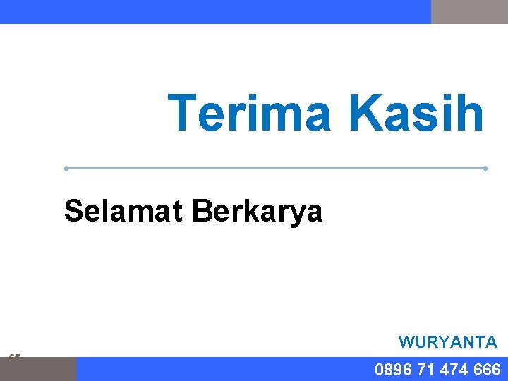 Terima Kasih Selamat Berkarya WURYANTA 65 0896 71 474 666 