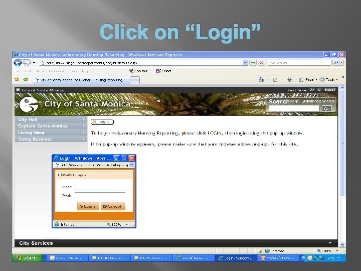 Click on “Login” Click on “Login”