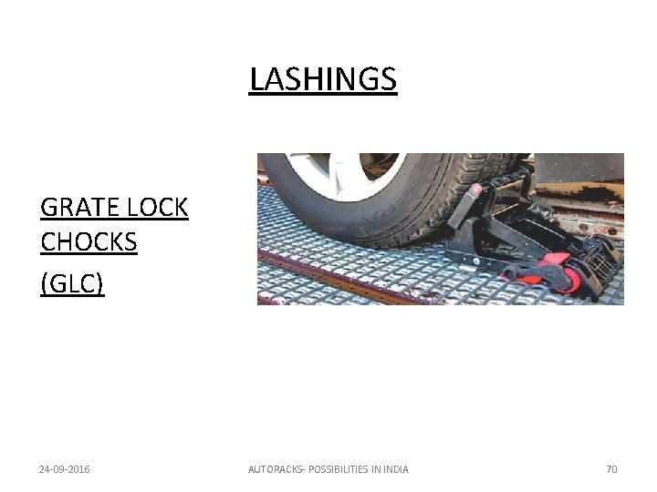 LASHINGS GRATE LOCK CHOCKS (GLC) 24 -09 -2016 AUTORACKS- POSSIBILITIES IN INDIA 70 