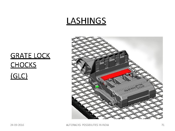 LASHINGS GRATE LOCK CHOCKS (GLC) 24 -09 -2016 AUTORACKS- POSSIBILITIES IN INDIA 71 
