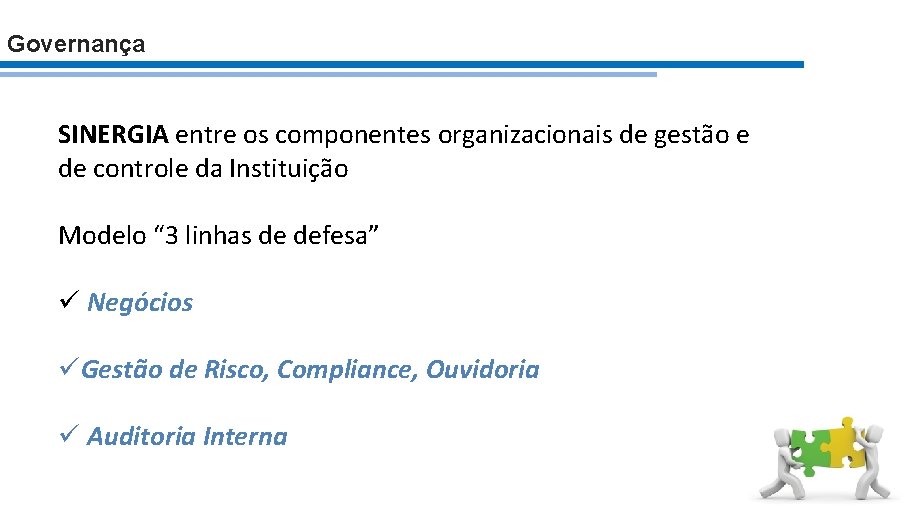 Governança SINERGIA entre os componentes organizacionais de gestão e de controle da Instituição Modelo