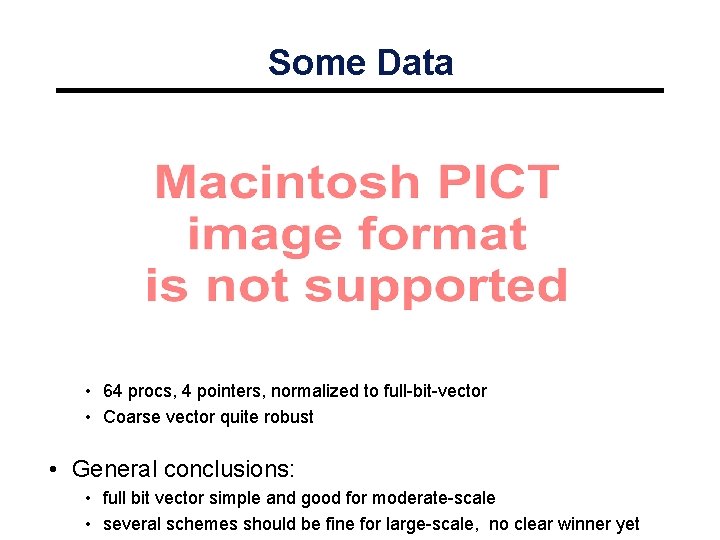 Some Data • 64 procs, 4 pointers, normalized to full-bit-vector • Coarse vector quite