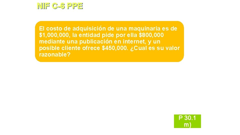 NIF C-6 PPE El costo de adquisición de una maquinaria es de $1, 000,