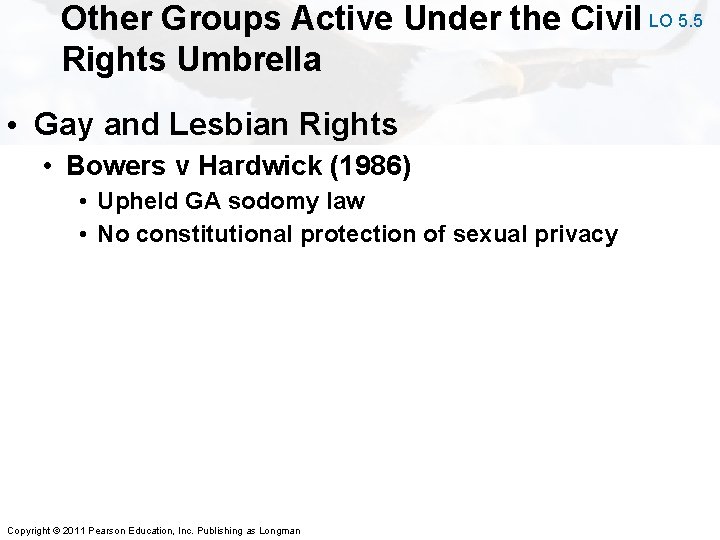 Other Groups Active Under the Civil LO 5. 5 Rights Umbrella • Gay and