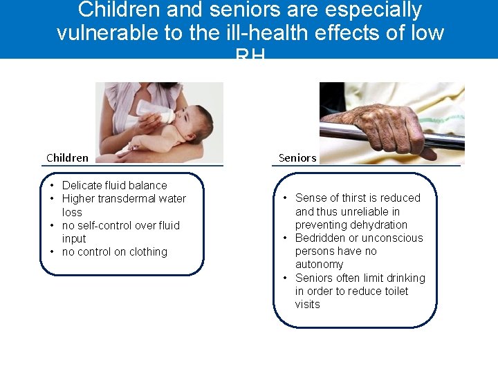 Children and seniors are especially vulnerable to the ill-health effects of low RH Children