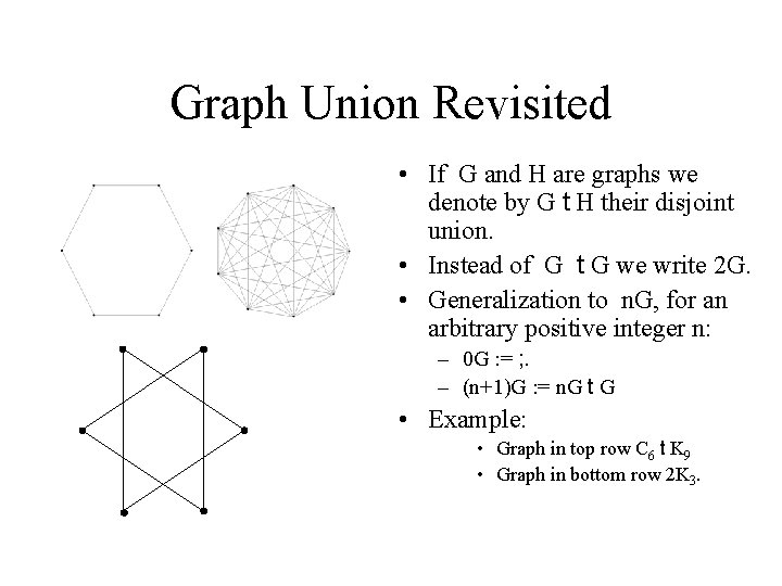 Graph Union Revisited • If G and H are graphs we denote by G