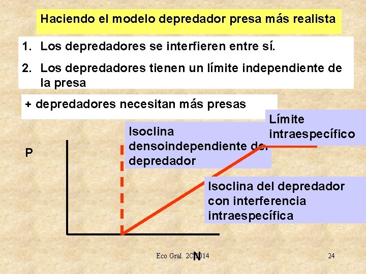 Haciendo el modelo depredador presa más realista 1. Los depredadores se interfieren entre sí.