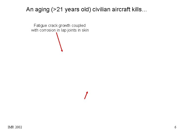 An aging (>21 years old) civilian aircraft kills… Fatigue crack growth coupled with corrosion