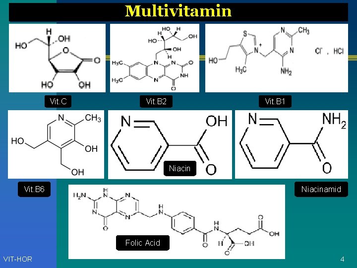 Multivitamin Vit. C Vit. B 2 Vit. B 1 Niacin Vit. B 6 Niacinamid