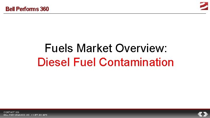 Bell Performs 360 Fuels Market Overview: Diesel Fuel Contamination CONTACT US: BELL PERFORMANCE, INC.