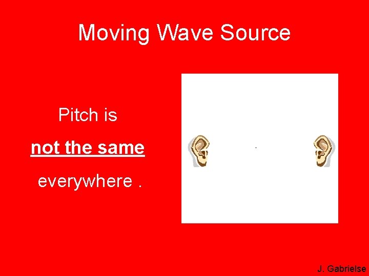 Moving Wave Source Pitch is not the same everywhere. J. Gabrielse 