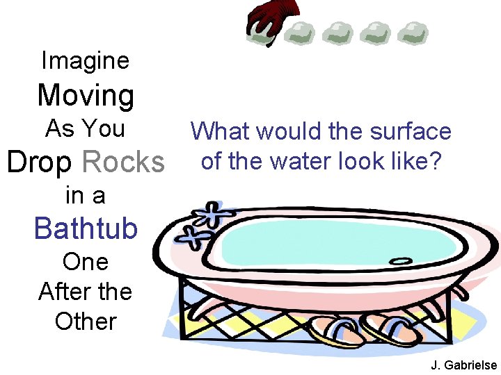 Imagine Moving As You Drop Rocks What would the surface of the water look