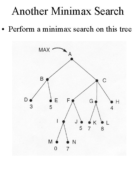 Another Minimax Search • Perform a minimax search on this tree 