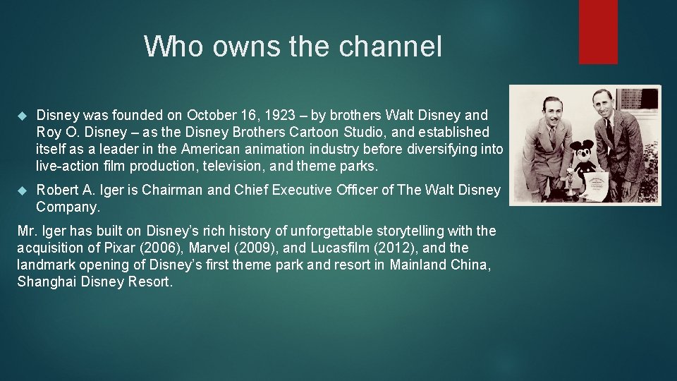 Who owns the channel Disney was founded on October 16, 1923 – by brothers