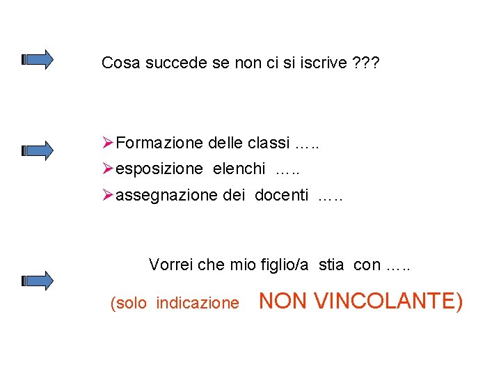 Cosa succede se non ci si iscrive ? ? ? ØFormazione delle classi ….