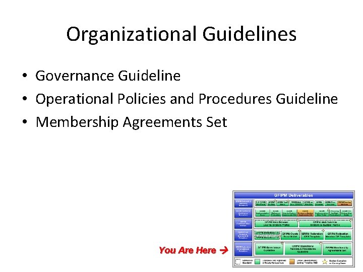 Organizational Guidelines • • • Governance Guideline Operational Policies and Procedures Guideline Membership Agreements
