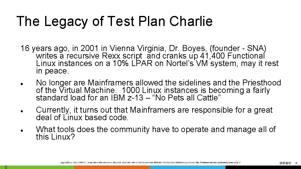 The Legacy of Test Plan Charlie 16 years ago, in 2001 in Vienna Virginia,