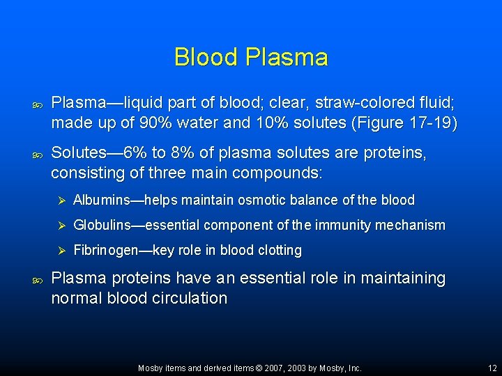 Chapter 17 Blood Mosby items and derived items