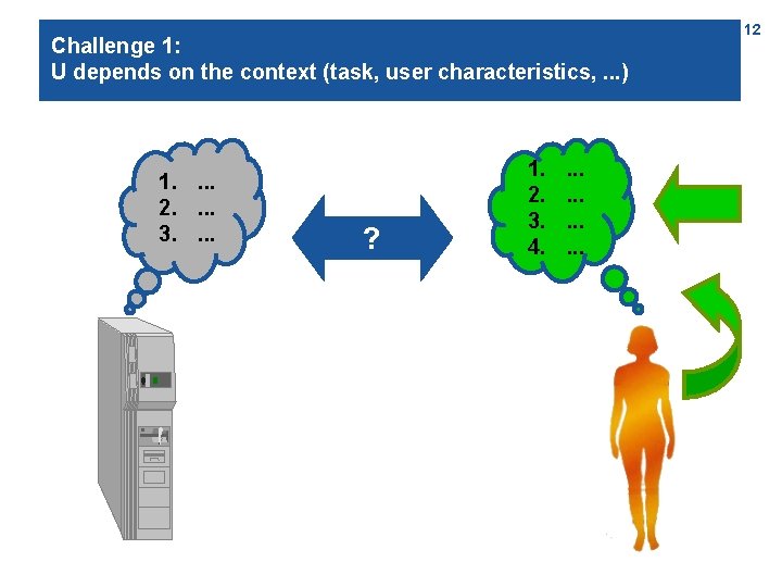 Challenge 1: U depends on the context (task, user characteristics, . . . )