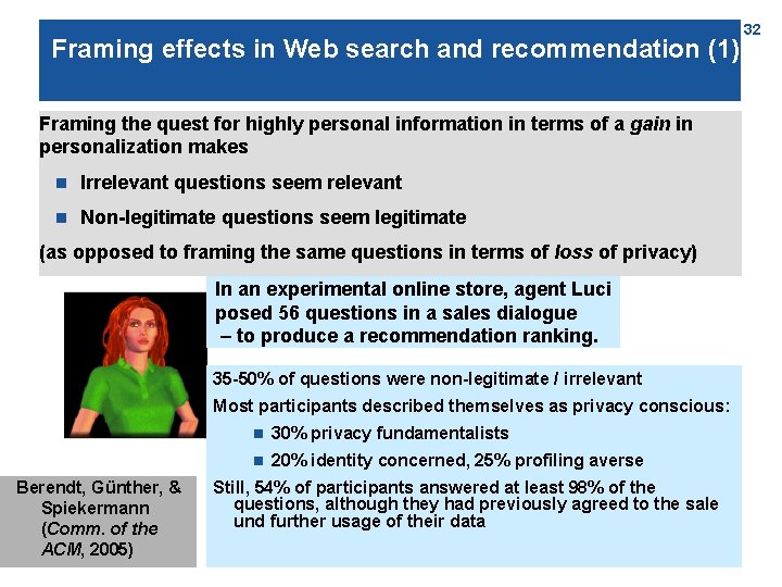 Framing effects in Web search and recommendation (1) Framing the quest for highly personal