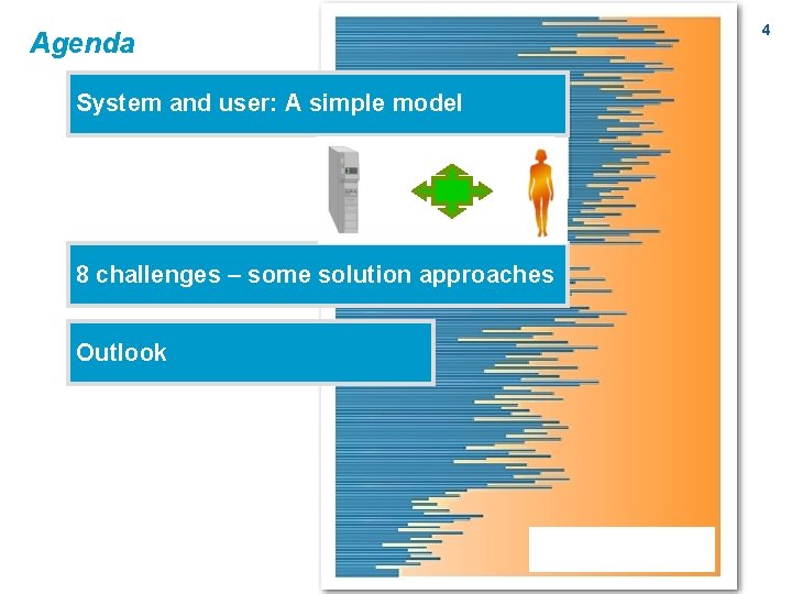 Agenda System and user: A simple model 8 challenges – some solution approaches Outlook