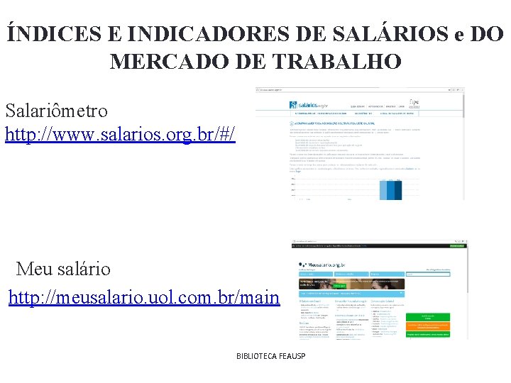 ÍNDICES E INDICADORES DE SALÁRIOS e DO MERCADO DE TRABALHO Salariômetro http: //www. salarios.