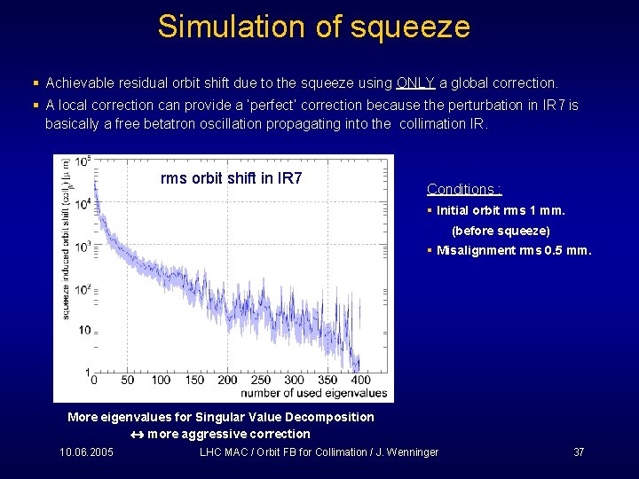 Simulation of squeeze § Achievable residual orbit shift due to the squeeze using ONLY