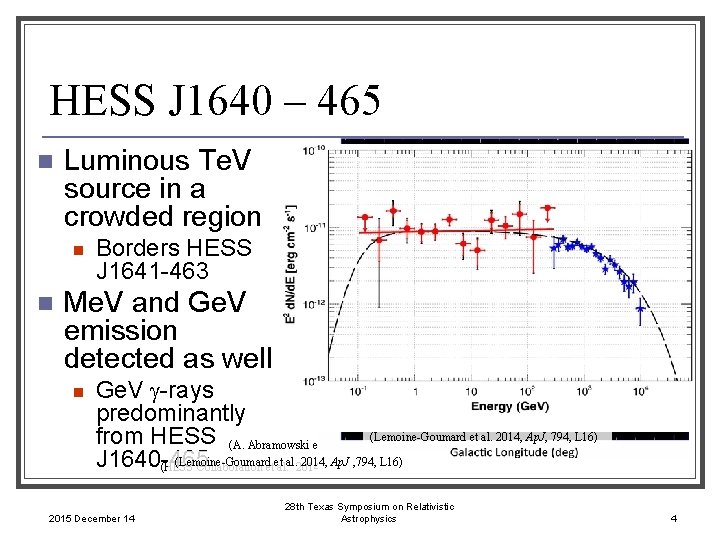 HESS J 1640 – 465 n Luminous Te. V source in a crowded region