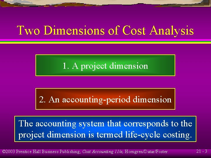 Capital Budgeting and Cost Analysis Chapter 21 2003