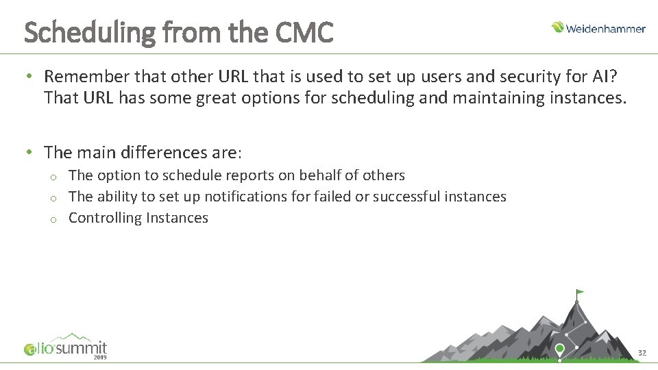 Scheduling from the CMC • Remember that other URL that is used to set