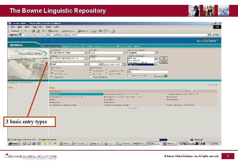 The Bowne Linguistic Repository 3 basic entry types © Bowne Global Solutions, Inc. All