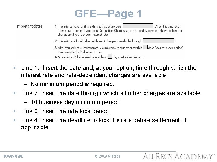 GFE—Page 1 § Line 1: Insert the date and, at your option, time through