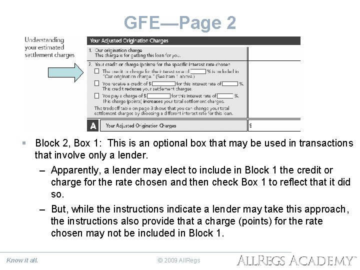 GFE—Page 2 § Block 2, Box 1: This is an optional box that may