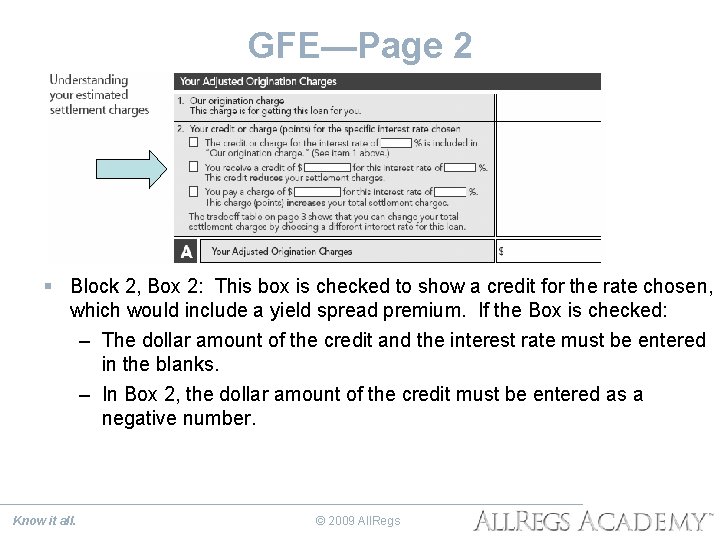 GFE—Page 2 § Block 2, Box 2: This box is checked to show a