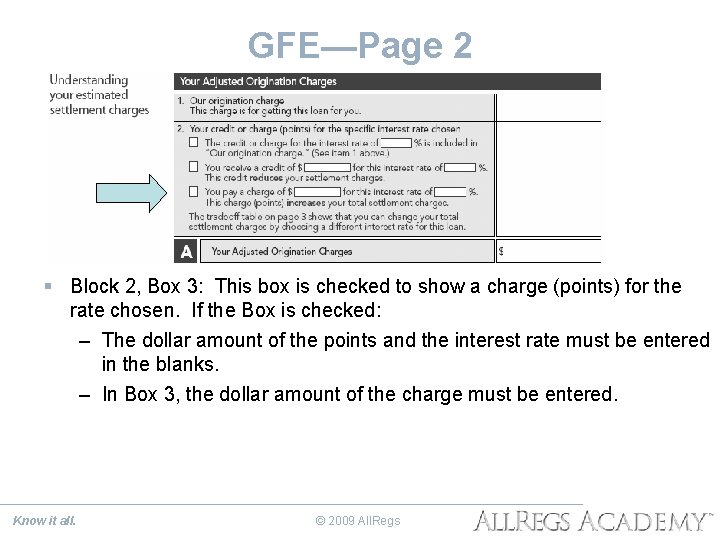 GFE—Page 2 § Block 2, Box 3: This box is checked to show a