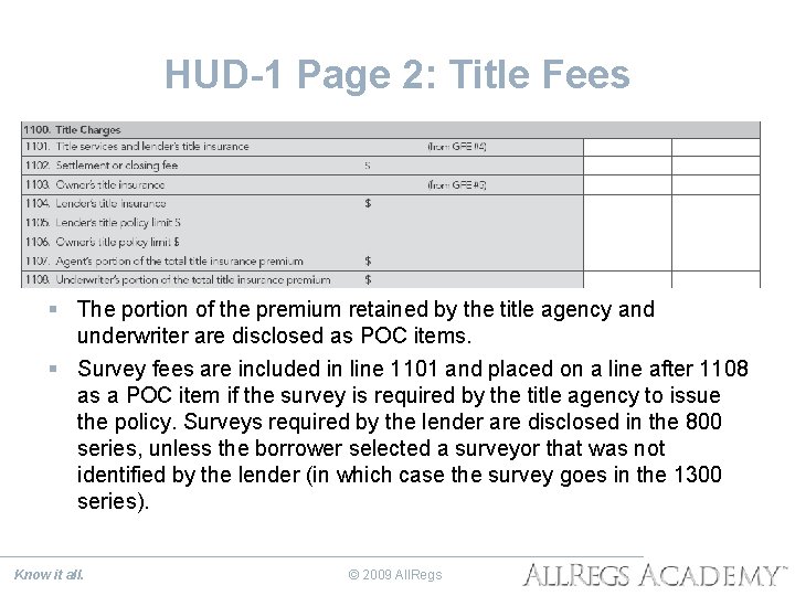 HUD-1 Page 2: Title Fees § The portion of the premium retained by the