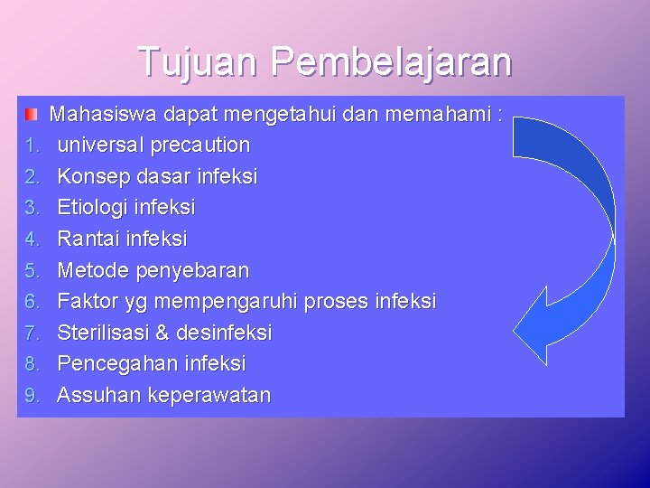 Tujuan Pembelajaran 1. 2. 3. 4. 5. 6. 7. 8. 9. Mahasiswa dapat mengetahui