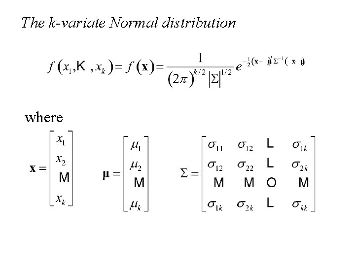The k-variate Normal distribution where 
