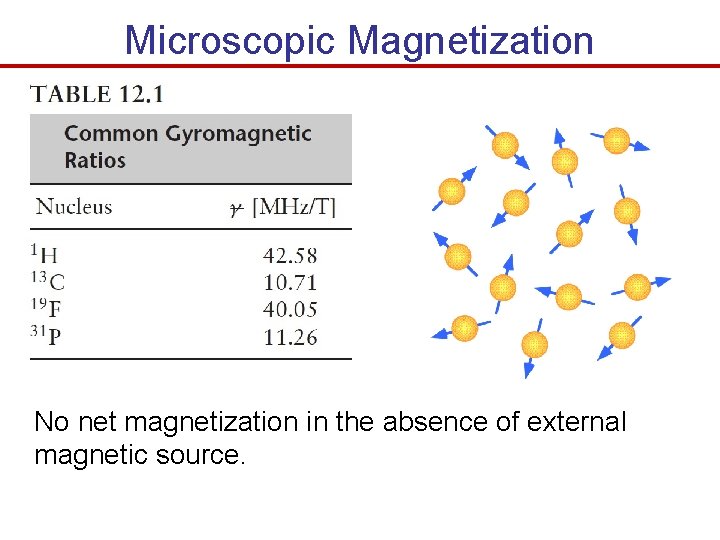 Microscopic Magnetization No net magnetization in the absence of external magnetic source. 