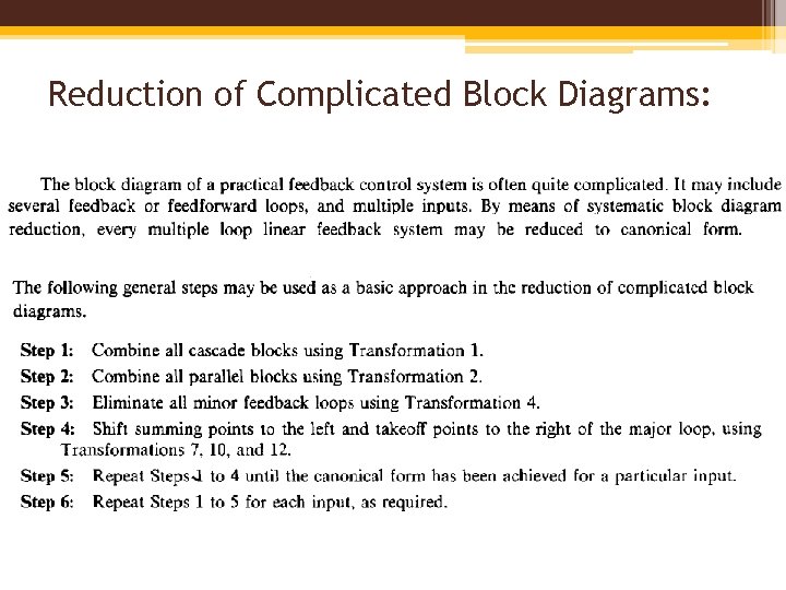 Reduction of Complicated Block Diagrams: 
