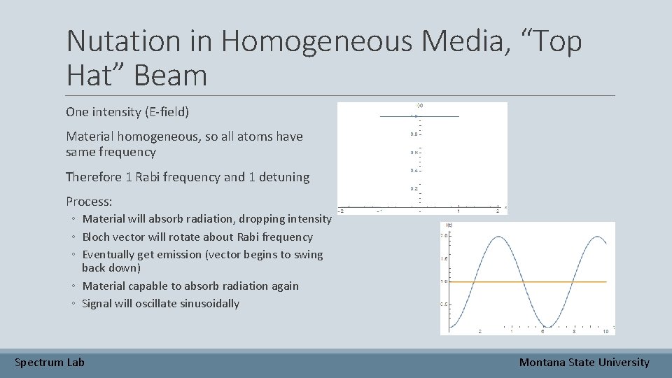 Nutation in Homogeneous Media, “Top Hat” Beam One intensity (E-field) Material homogeneous, so all