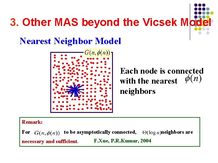3. Other MAS beyond the Vicsek Model Nearest Neighbor Model Each node is connected